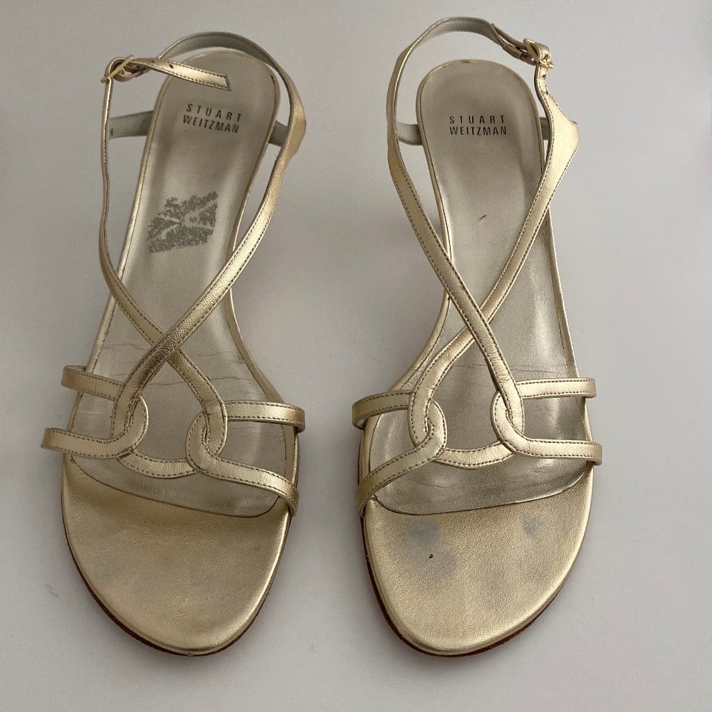 Stuart Weitzman Gold Kitten Heels